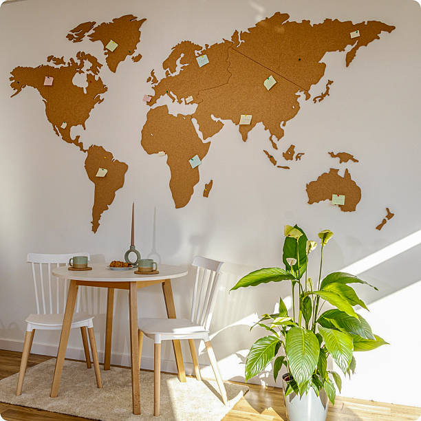 istock Minimal Living Room with Cork World Map 2232556039