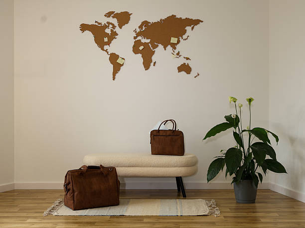 istock Travel-Inspired Hallway with Cork World Map Wall Decor 2232556130