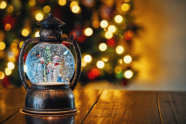 Christmas Decoration with Snow Globe and Holiday Lights