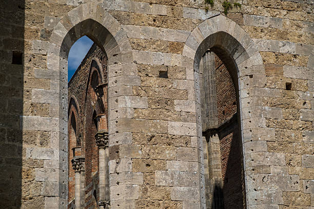San Galgano, Italy - 06 24 2025: Abbey built in 1288 A.D. in the province of Siena, Tuscany - Italy