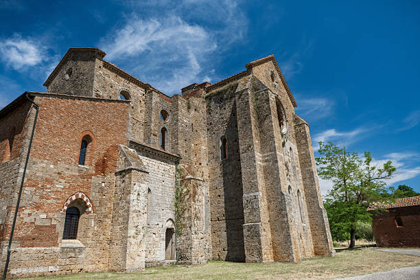 San Galgano, Italy - 06 24 2025: Abbey built in 1288 A.D. in the province of Siena, Tuscany - Italy