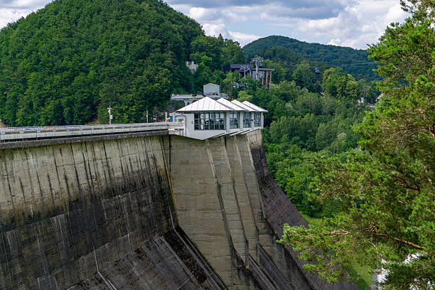 istock Solina dam in the Bieszczady Mountains, massive concrete hydroelectric structure surrounded by green forests and hills. 2232571259