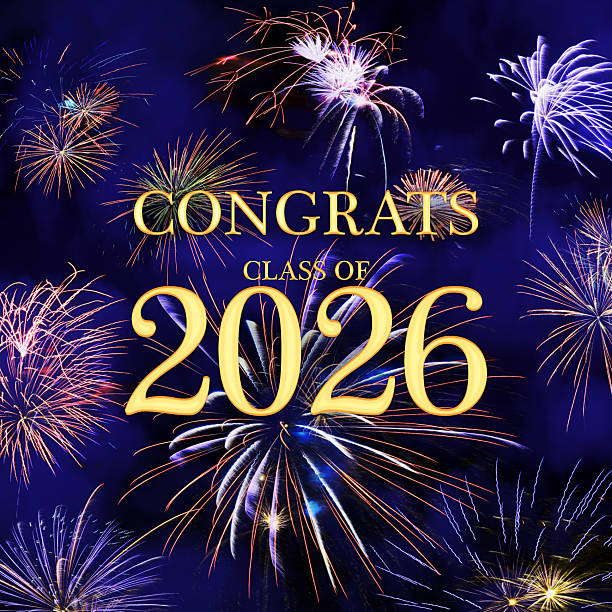 istock CONGRATS CLASS of 2026 lettering with beautiful fireworks 2232572291
