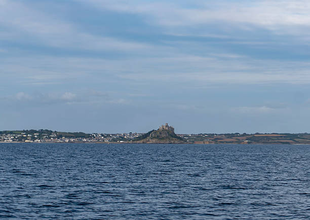 Houses near St. Michael's Mount, Cornwall, UK during a misty morning in September.