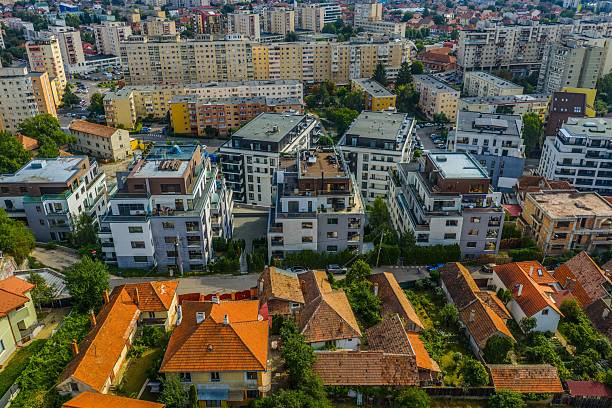 istock Aerial view of mixed architecture in a cityscape. 2232587623