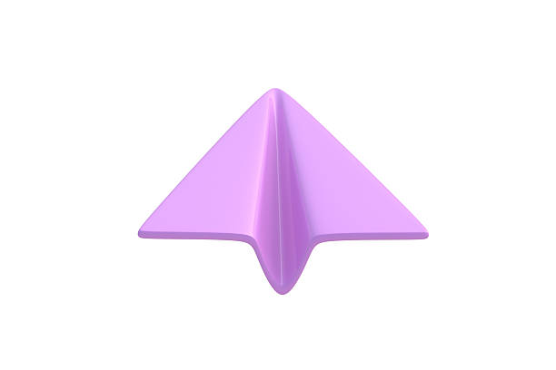 Single paper plane isolated on white background. Handmade toy. Message symbol. Back view. 3d render