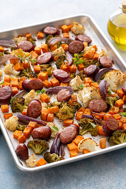 istock Vegetables and sausage sheet pan dinner 2232599856