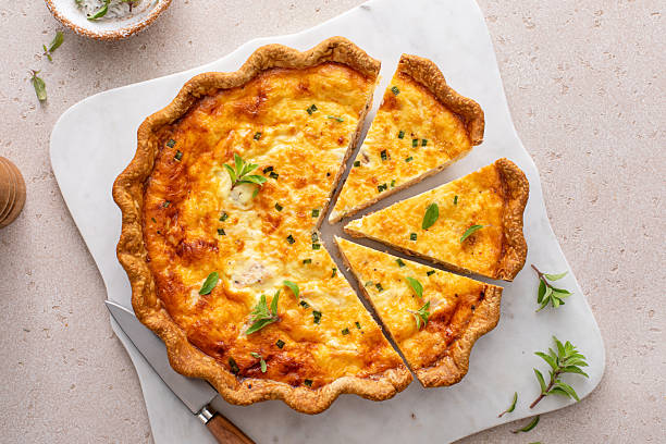 istock Salmon quiche freshly baked on a serving board, healthy breakfast idea 2232599919