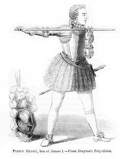 Prior to becoming King Henry V (September 6, 1386 – August 31, 1422), Prince Henry of Wales did military exercises.  Medieval 15th Century British History. Illustration published 1877. Original edition is from my own archives. Copyright has expired and is in Public Domain.