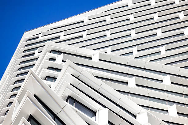 Closeup modern corporate building, abstract background with copy space, full frame horizontal composition, Sydney