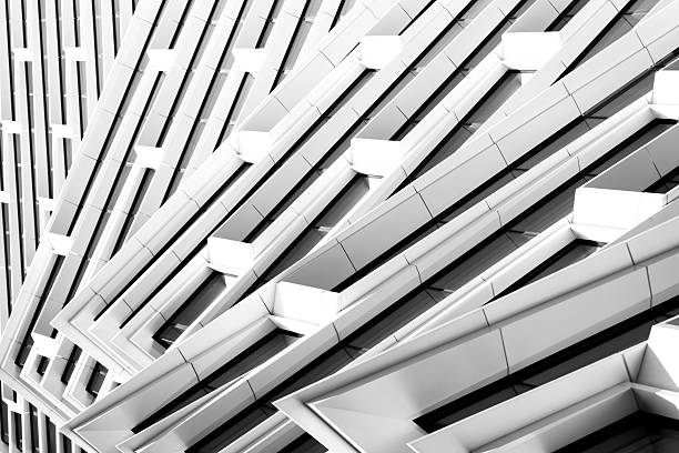 Black and white closeup modern corporate building, abstract background with copy space, full frame horizontal composition, Sydney