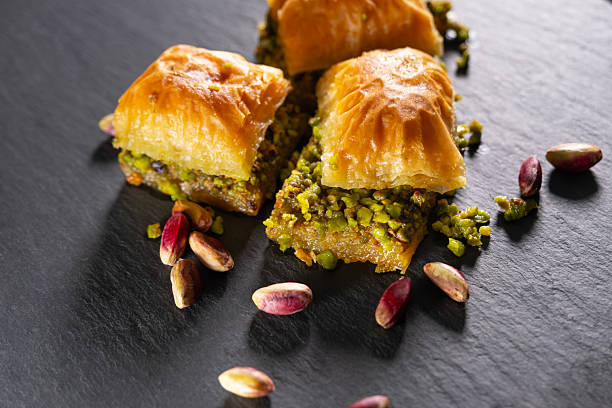 istock Traditional pistachio baklava on granite. 2232609967