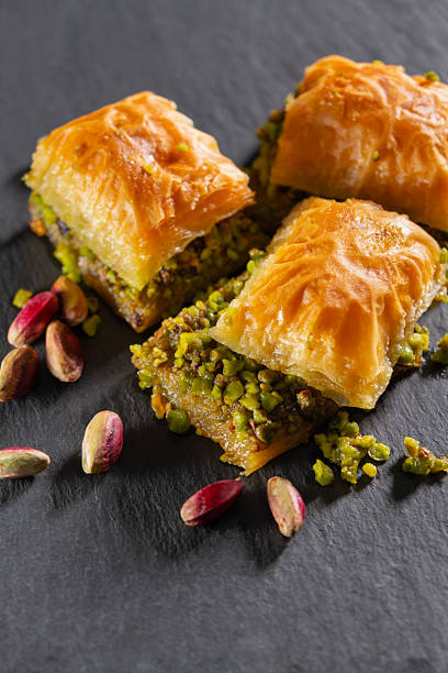 istock Traditional pistachio baklava on granite. 2232610650