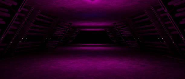 istock Neon-Lit Sci-Fi Corridor Futuristic Industrial Tunnel 2232621322
