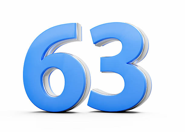 istock 3D Number 63 Sixty Three Made Of Blue Body With Silver Outline On White Background 3D Illustration 2232628664
