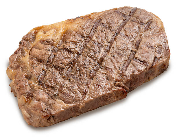 Grilled Beef steak  isolated on white background, beef steak on white With work path.