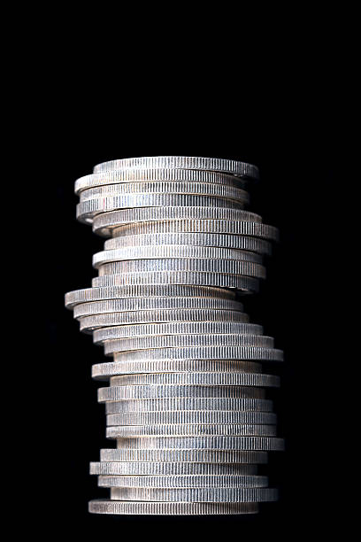 istock Column of zigzag stacked silver bullion coins 2232629562