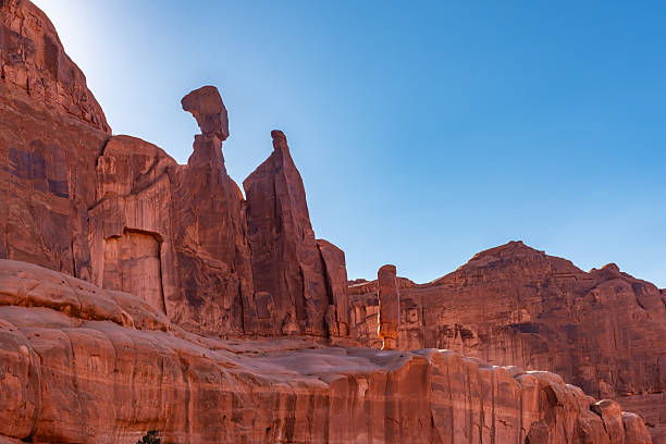 Park Avenue Overview. Three Gossips and Sheep Rock in Arches National Park, Utah, USA.