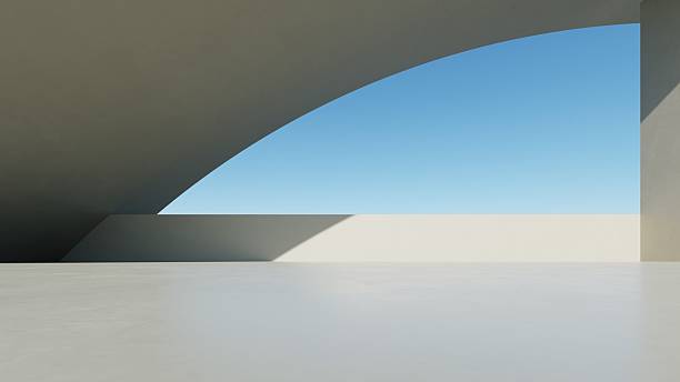 istock Abstract white curved architecture background, Empty space with concrete floor, Futuristic modern exterior backdrop, 3d rendering of car presentation  building 2232630577