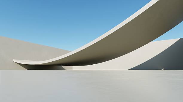 istock Abstract white curved architecture background, Empty space with concrete floor, Futuristic modern exterior backdrop, 3d rendering of car presentation  building 2232630578