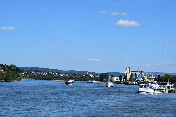 Andernach, Germany - May 12/2025: industrial harbor next to the tour boat stop