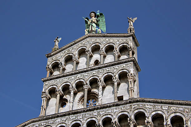 Lucca - Basilica of San Michele in Foro. Close up of the facade