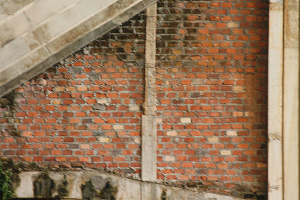 Big full frame background of detailed old red brick wall with copy space