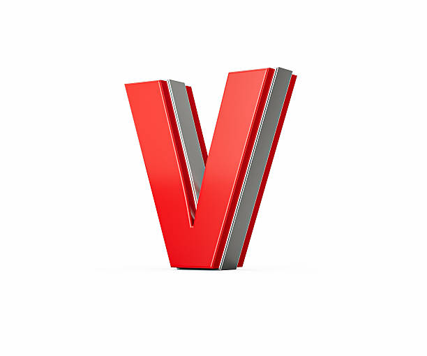 Vibrant Red Capital Letter V Gleams With Its Sleek Design Bold Font With Sharp Edges 3D Illustration