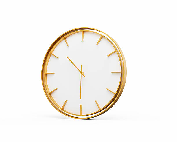 istock Minimalistic Golden Frame Wall Clock Ten Thirty 10:30 For Modern Interiors 3D Illustration 2232661291