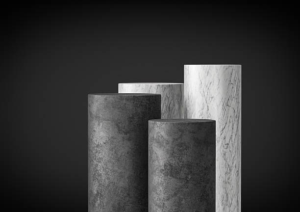 istock Four Cylindrical Concrete Podiums With Marble Texture Ideal For Product Showcase 3d Illustration 2232661504