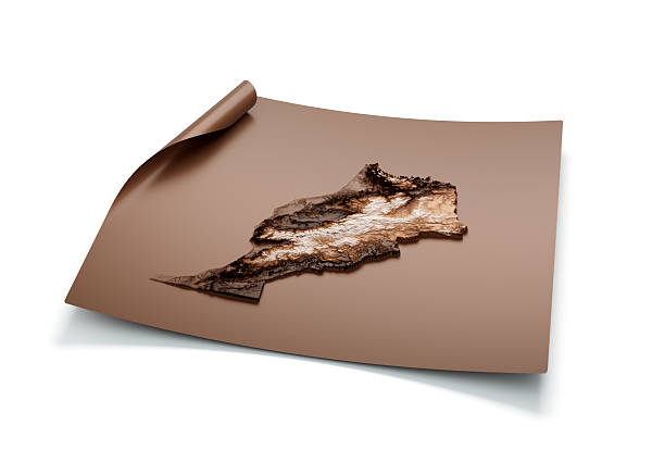 istock Map Of Morocco Old Style Brown On Unrolled Map Paper Sheet On White Background 3d Illustration 2232661583