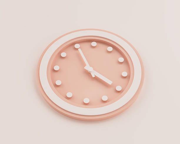 istock Minimalist Pastel Pink And White Rounded Wall Clock 3:55 Three Fifty Five 15:55 Time 3D Illustration 2232661587