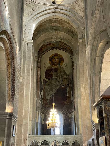 istock Ancient Church Interior with Christ Pantocrator Fresco 2232662014