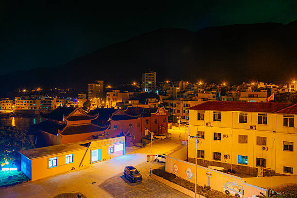 Late at night, quiet village