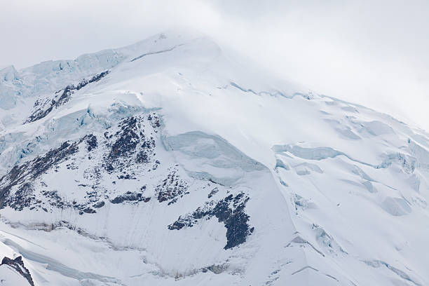 Aiguille du mini views, Glaciers at summer, lot of fog and sediments on them