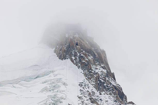 Aiguille du mini views, Glaciers at summer, lot of fog and sediments on them