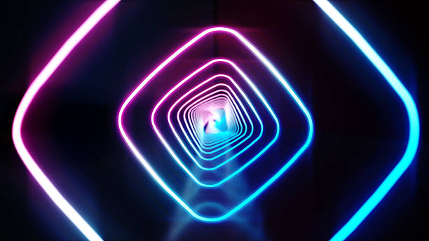 istock Vibrant tunnel illuminated by neon pink and blue lights creates an immersive experience in a darkened space 2232681545