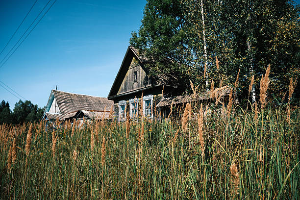 Destructing house in abandoned village. Rural depopulation issue