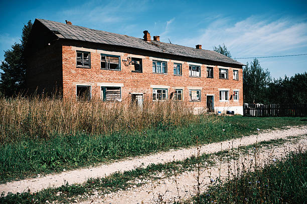 Demolishing apartment block in ghost town