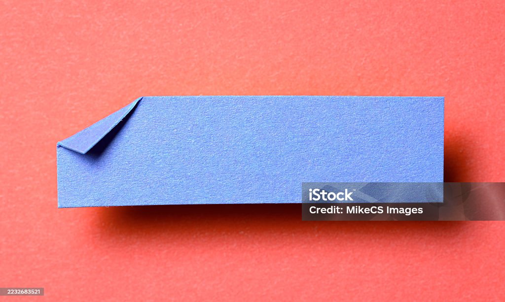 Cardborad Note Blue Blank Paper Note Cardboard With Folded Corner Dogear Earmark ...