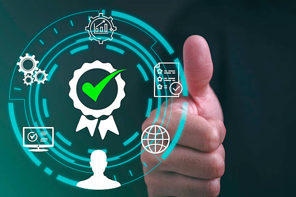 istock Quality assurance certification process for modern businessmen in the corporate industry a comprehensive evaluation of technology and client satisfaction in cyberspace 2232693381