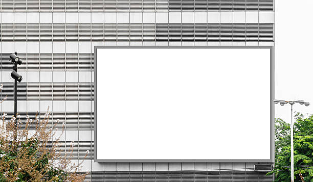 istock Mock up white large LED display horizontal billboard on building. Clipping path for mockup 2232705302
