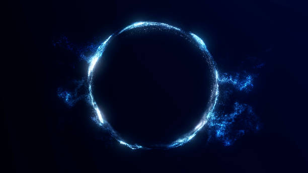 istock Abstract glowing blue sphere made of dispersing digital particles on dark background. Futuristic sci-fi illustration in high resolution. 2232707510