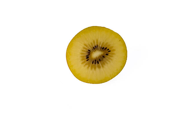 A photo of a kiwi fruit taken in a studio with a white background