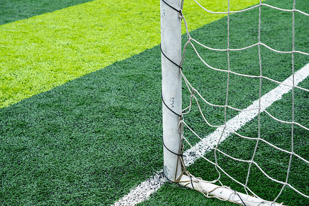 istock soccer goal on a grass soccer field 2232710998