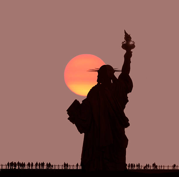 Sunset on the Statue of Liberty