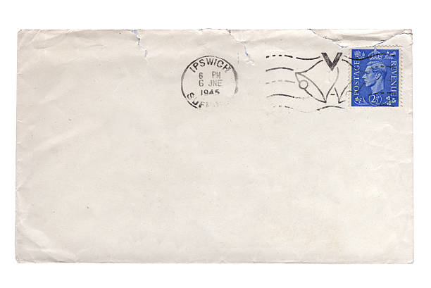 istock Vintage World War Two envelope with a George VI Great Britain postage stamp and victory postmark 2232713252