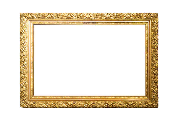 istock Ornate Golden Picture Frame with Decorative Carved Border on white background 2232714026