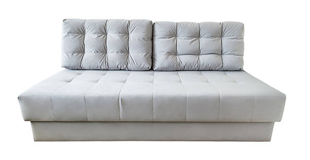 istock grey sofa with cushions, isolated on white background with clipping path 2232715814