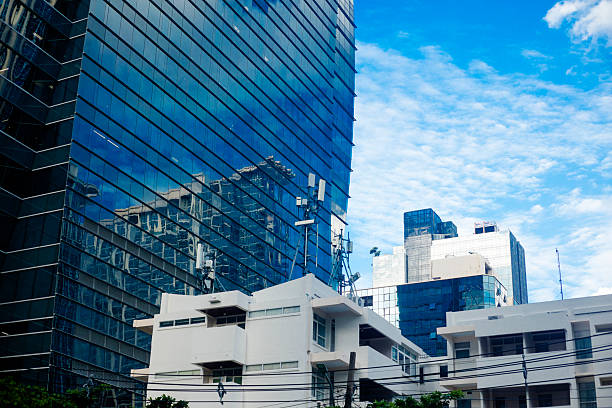 Bangkok downtown cityscape with 4g and 5g repeaters
